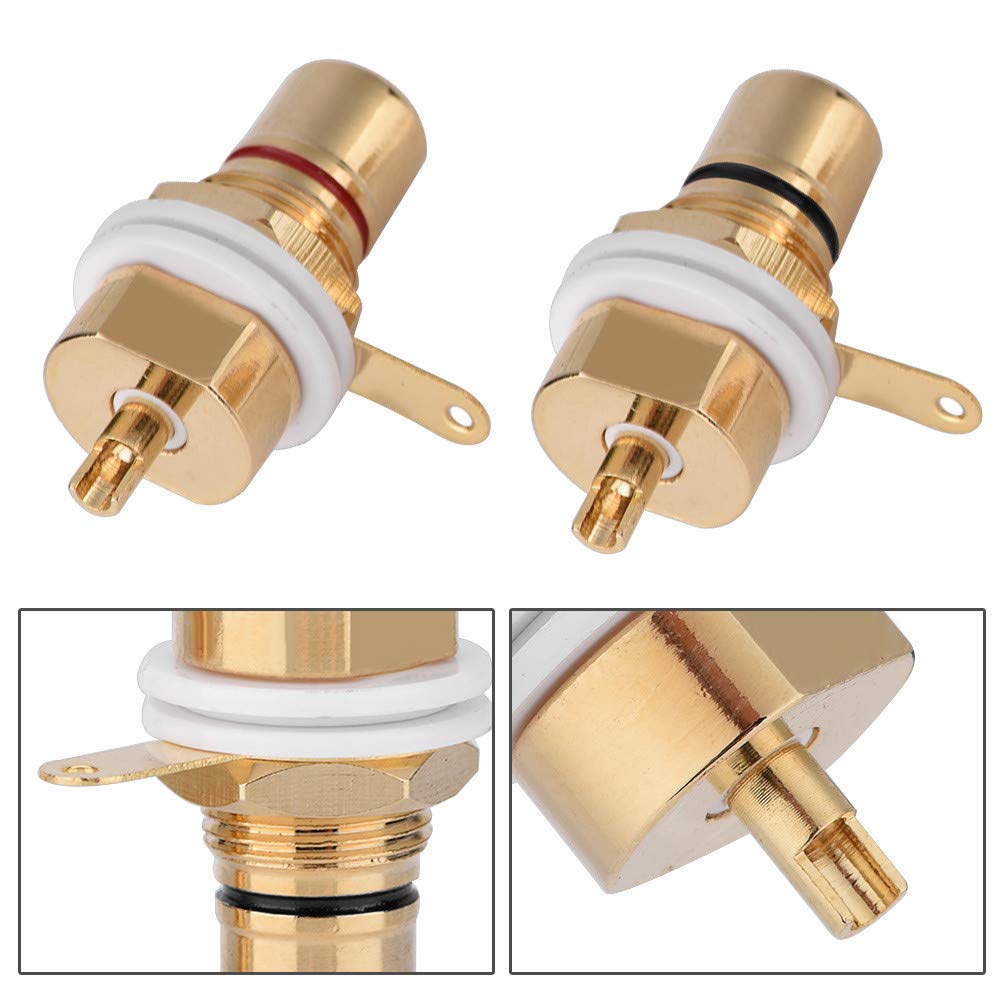 Female Jack Terminal Socket, Audio Connector Mount with Gold Plated Copper Terminal, Panel Mount Socket for Amplifiers Speaker