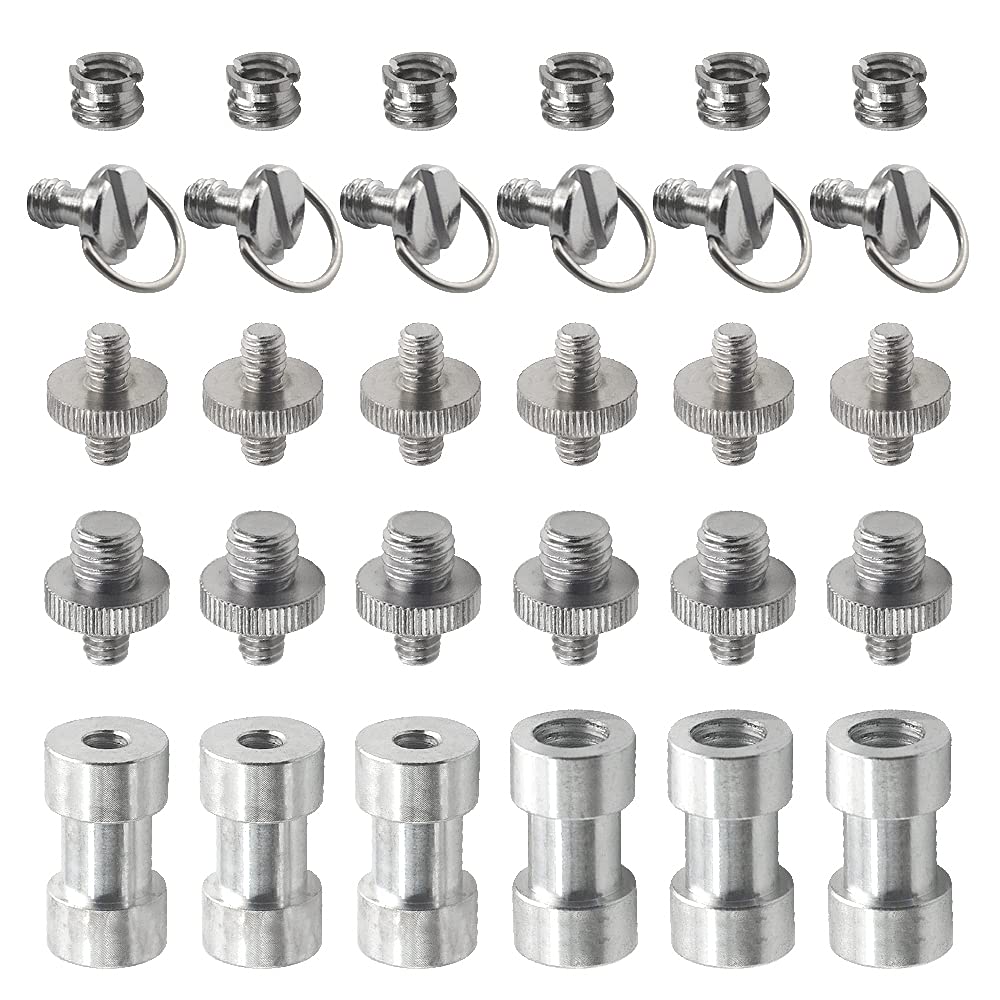 XINMEIWEN 30Pack Camera Screw Set 1/4 Inch and 3/8 Inch Threaded Screws Adapter Hot Shoe Adapter Mount Set for Camera/Tripod/Mono-pod/Light Stand