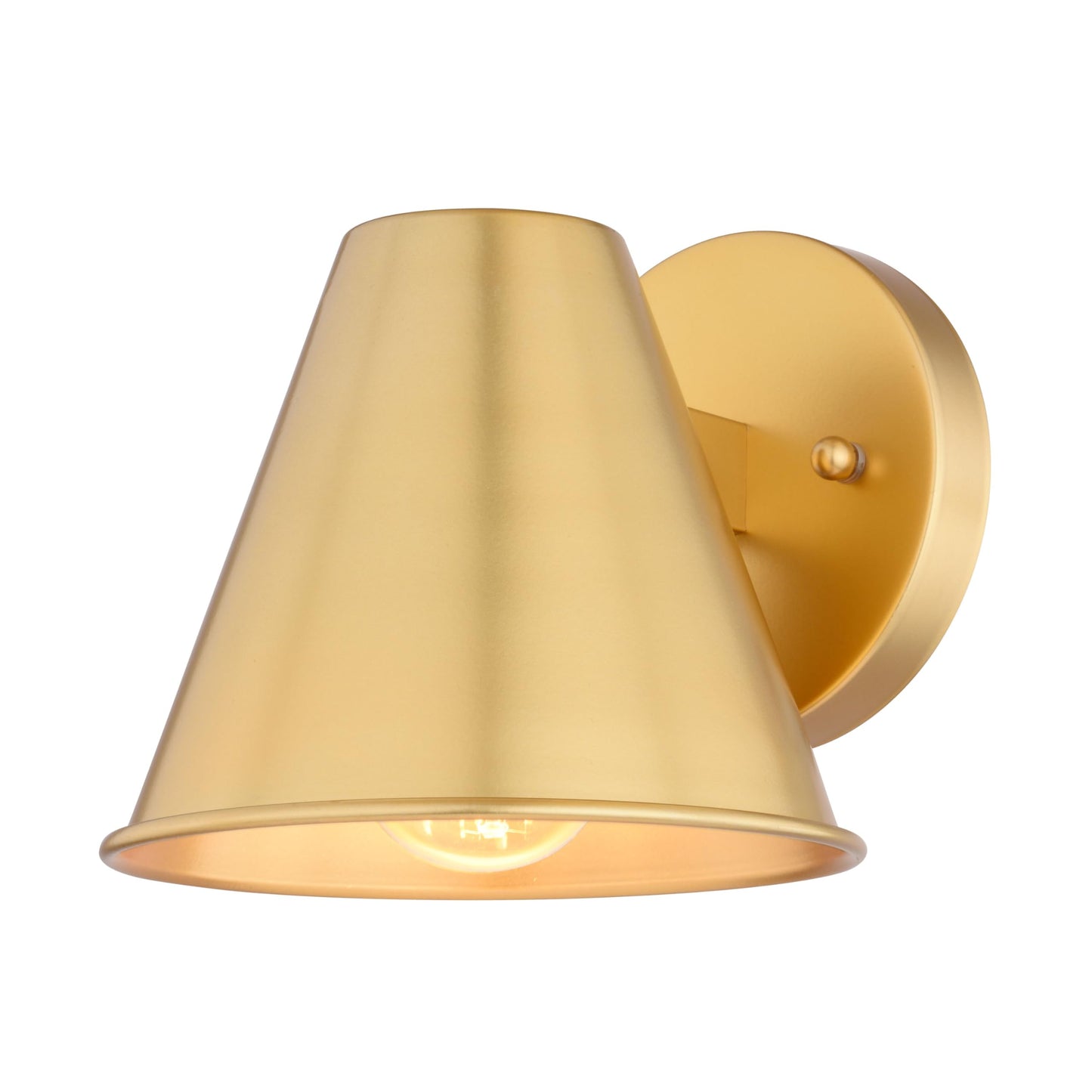 VAXCEL Smith 6.25 in. H 1-Light Gold Contemporary Outdoor Wall Sconce, Durable Steel Metal Cone Shade, LED Compatible, Dark Sky Compliant, Use