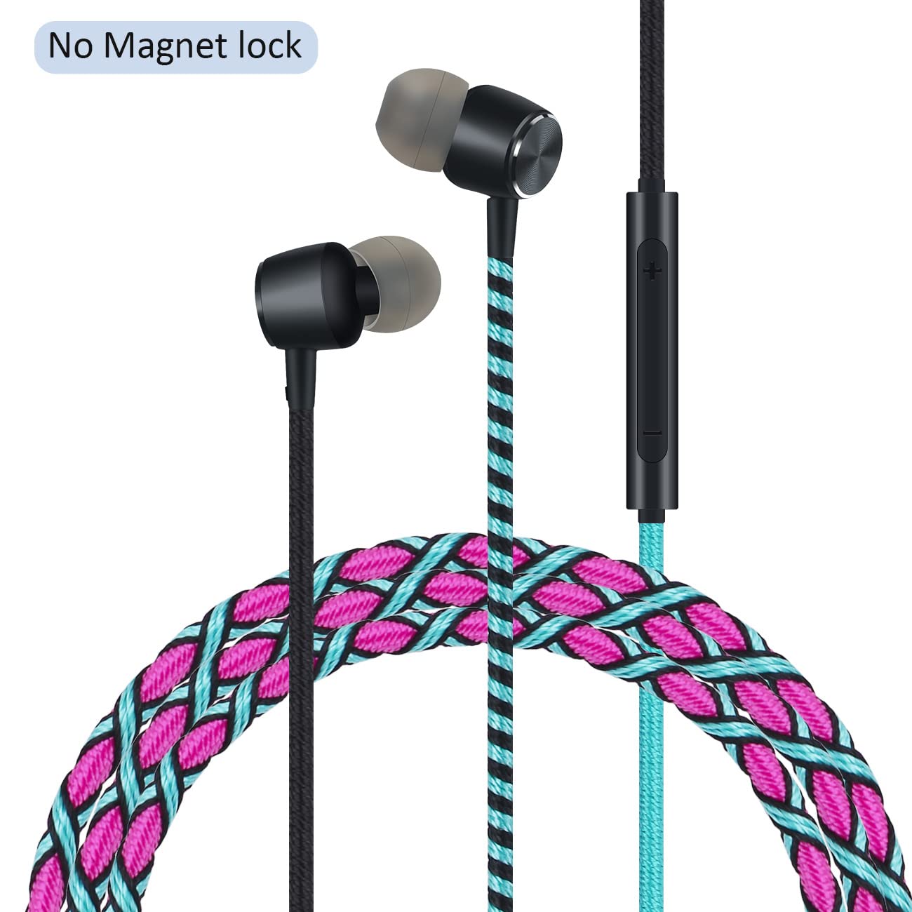 URIZONS Colorful Fun in-Ear Wired Earbuds Headphones - Braided Earphones with Microphone for Cell Phones MP3 Laptop Tablets Fabric Braided Headset…
