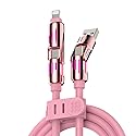MFish 4-in-1 USB Charging Cable with Carrying Case, 240W Fast Charger Cord, USB-A & Dual USB-C to USB-C/Lightning, for iPhone 17/16/15/14, iPad