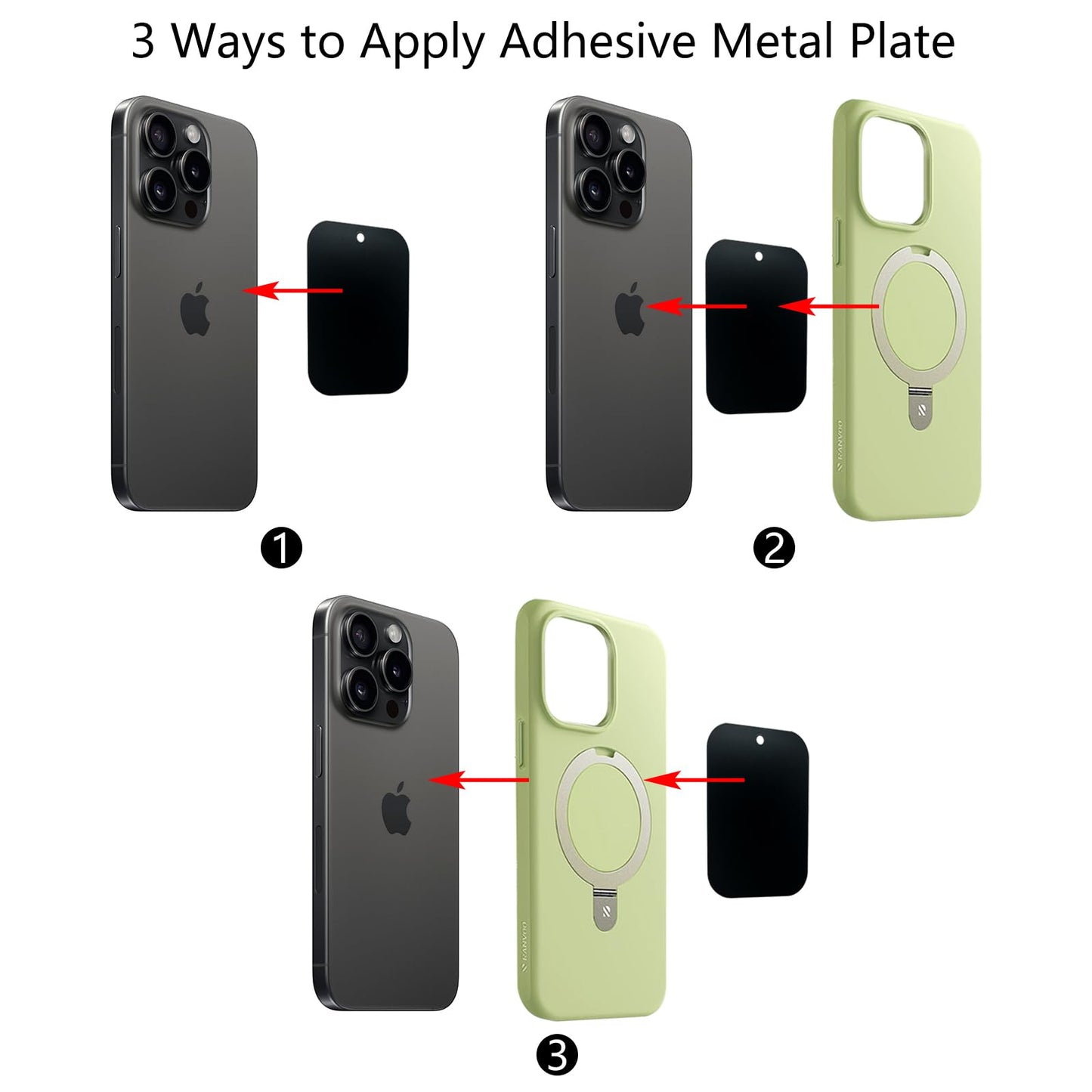 GDMINLO Mount Metal Plate?8Pack? for Magnetic Car Mount Phone Holder with Full Adhesive for Phone Magnet, 8X Rectangular (Black)