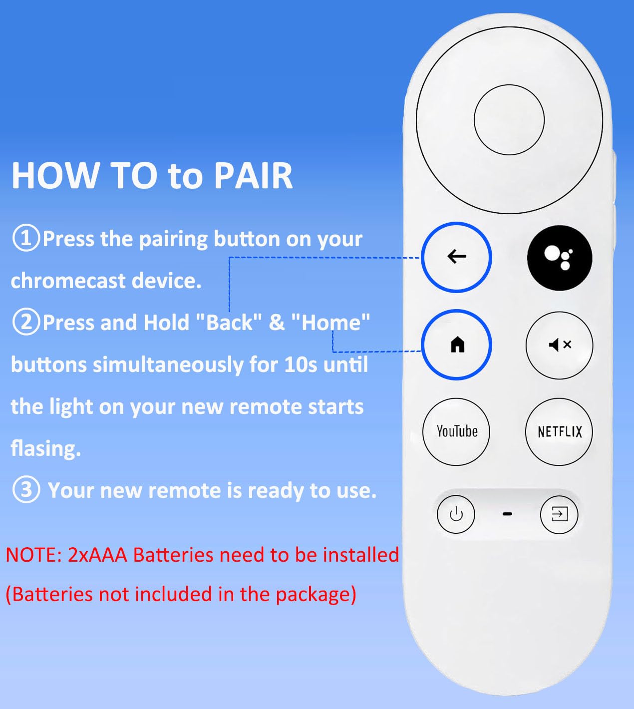 anlvico Replacement Voice Remote for Google Chromecast 4K Snow HD TV, for Chromecast with Google-TV Remote, for GoogleTV HD/ 4K Snow Streaming