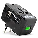Miami CarryOn International Travel Adapter with Two USB Ports (1, Black)