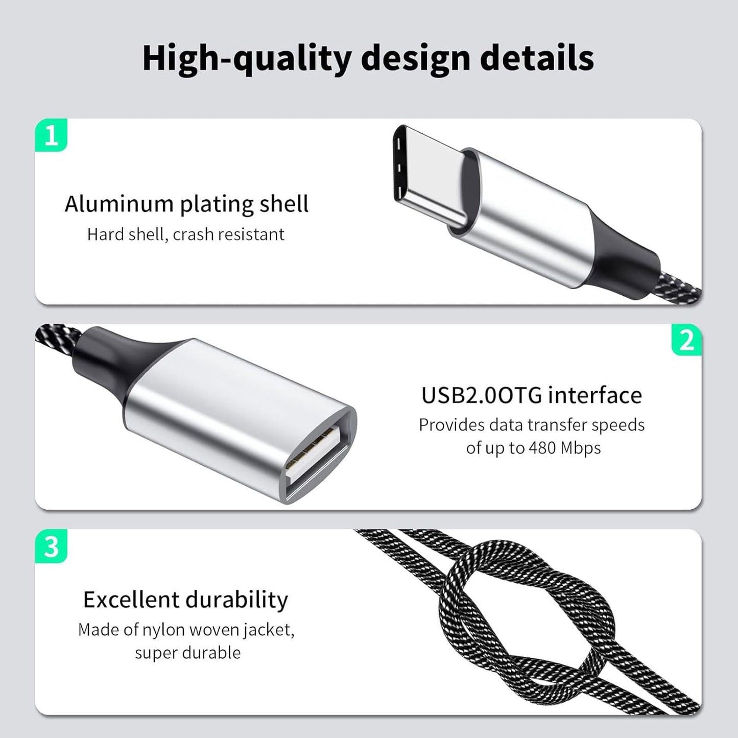 Fidioto USB C Male to 4USB Female Y Cable, Type C to 4USB Charger Adapter, Hub for Laptop, Tablet,Telephone, Flash Disk Drive, Gaming Consoles