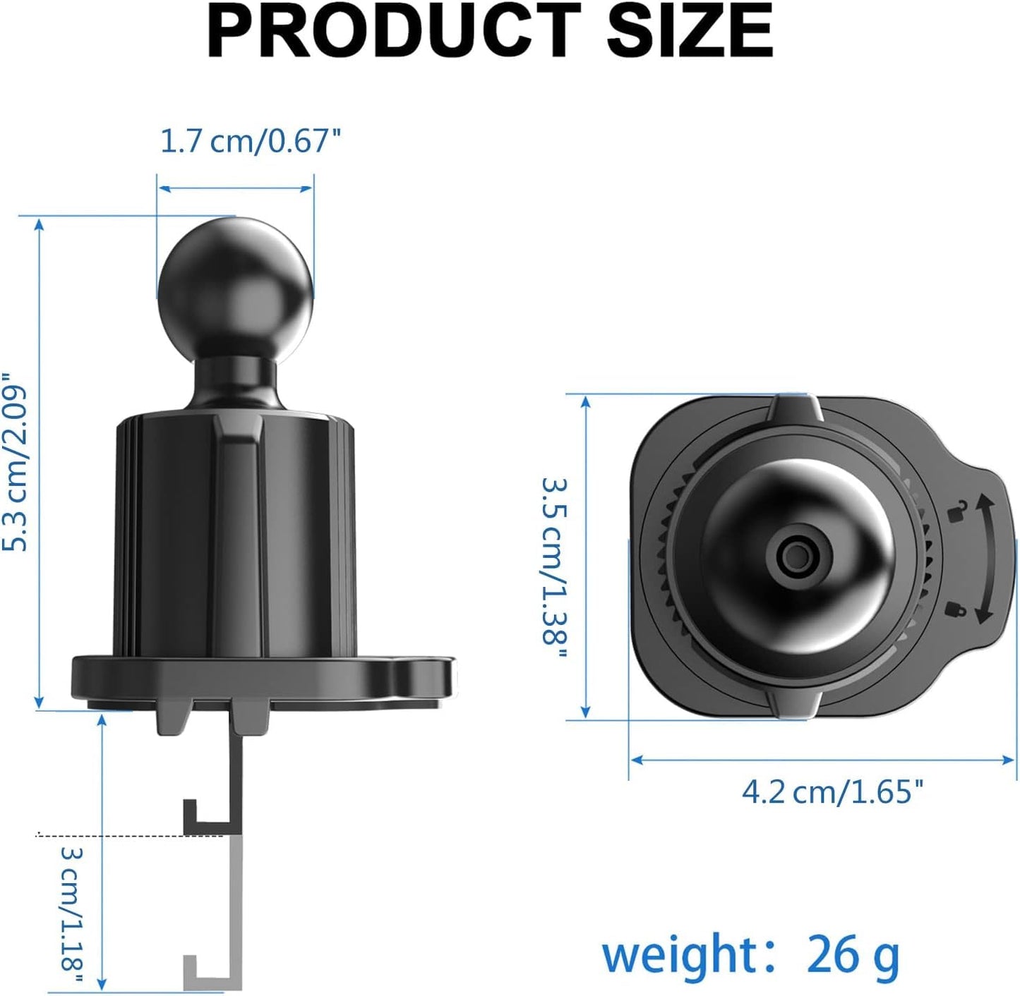 GANPUB Black Universal Air Vent Clip for Car Phone Mount Cellphone Holder Vent Grip W Joint Ball Dia- for Most Car Bracket Universal Air Vent Clip