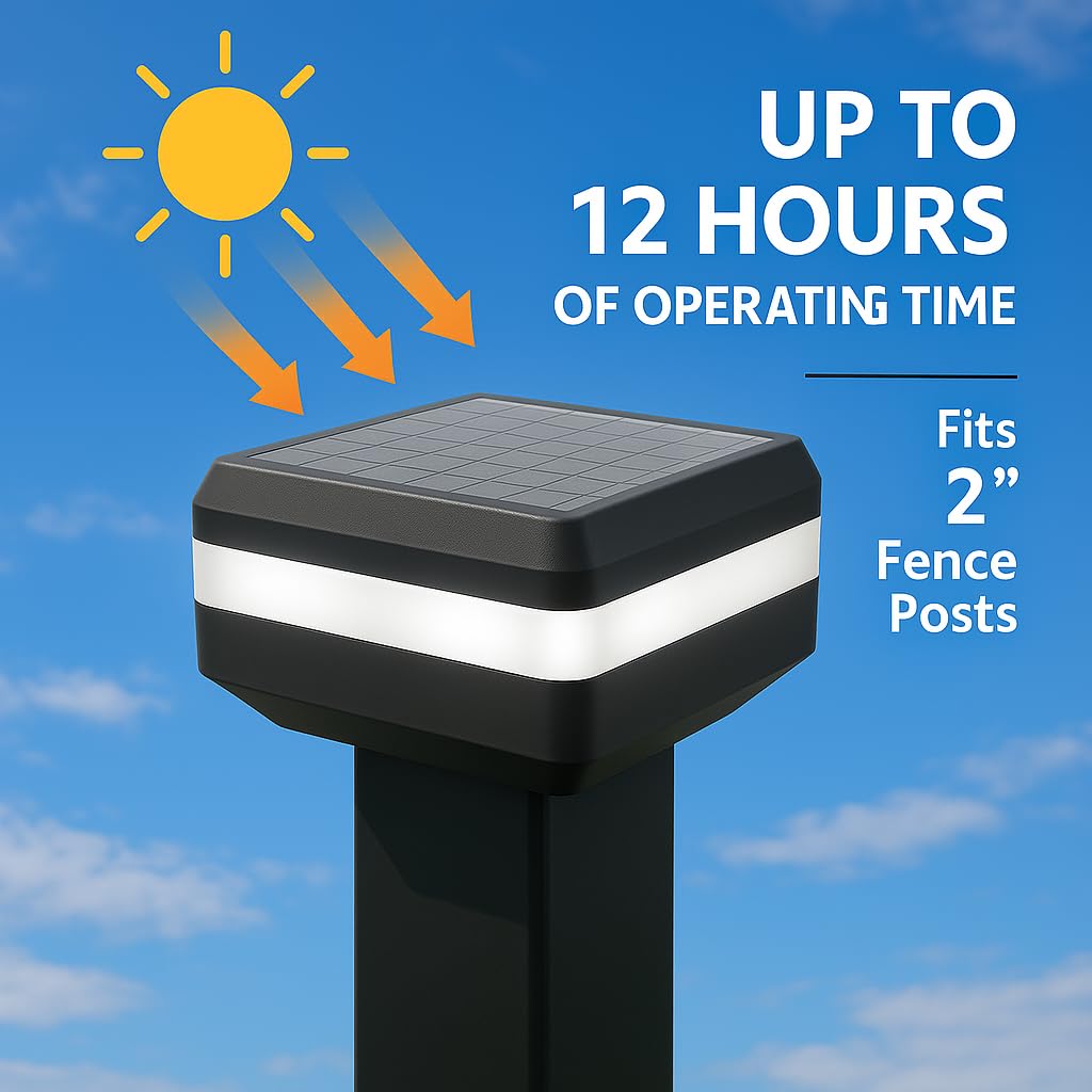 Lunilly 4 Pack Solar Post Cap Lights for 2x2 Inch Aluminum, Wrought Iron, and Garden/Pool Fences, Warm White, Cool White, and Selectable RGB Colors