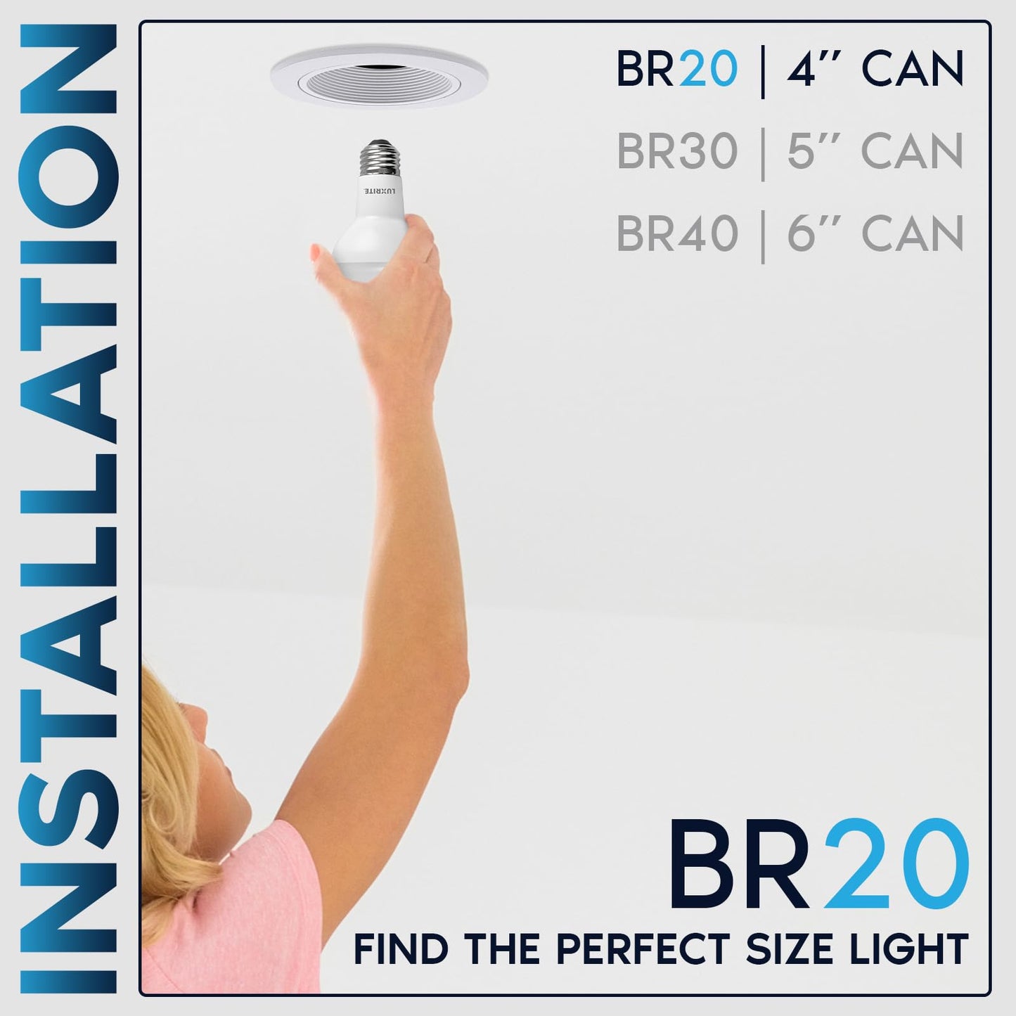 LUXRITE BR20 LED Bulb, 45W Equivalent, 3000K Soft White, Dimmable, 460 Lumens, R20 LED Flood Light Bulb 6.5W, Energy Star, Damp Rated, E26 Base