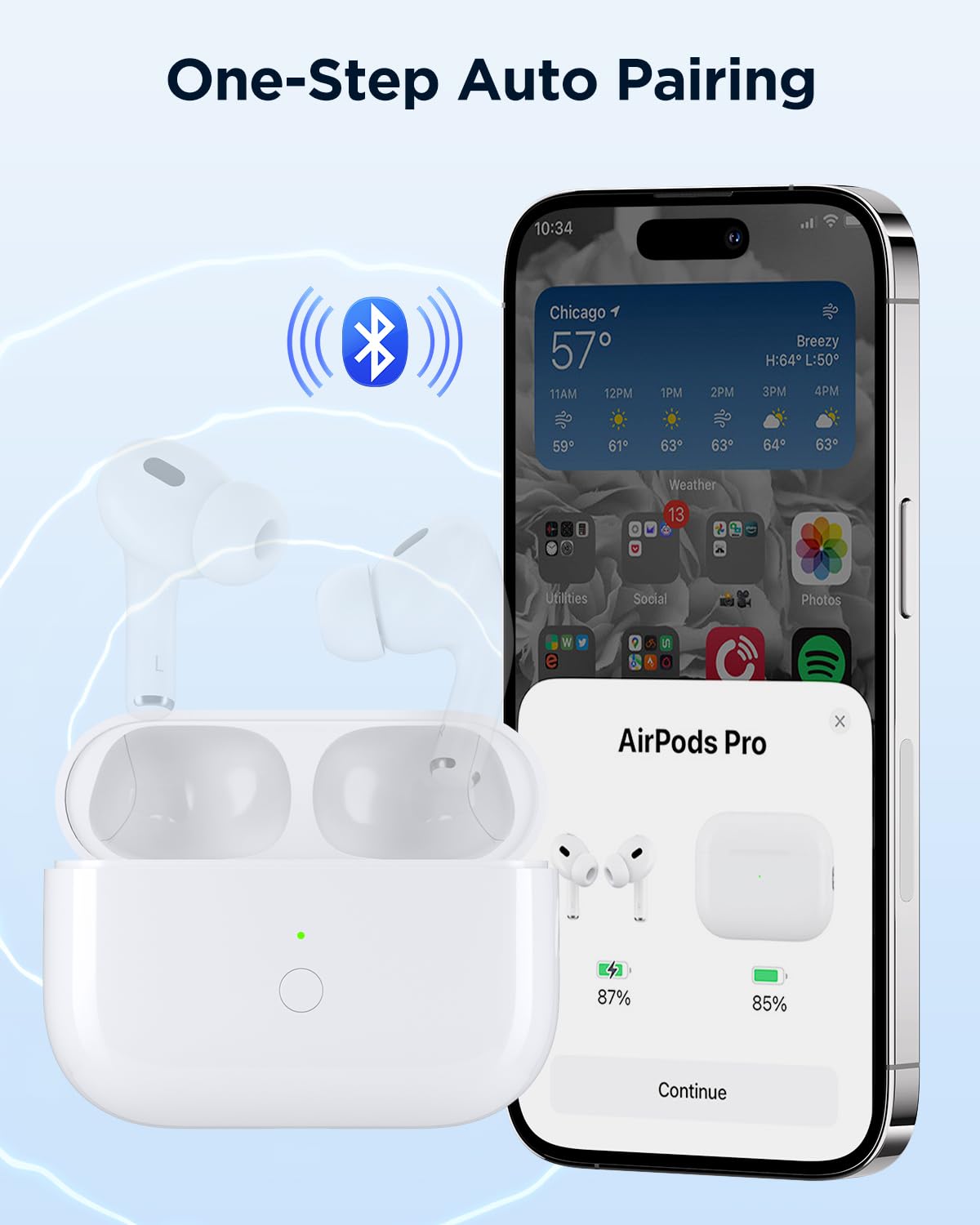 Replacement Charging Case for AirPods Pro 2 & 1 - Compatible with AirPods Pro 1st/2nd Gen, Easy Pairing Button, 660mAh Battery, Lightning & Wireless