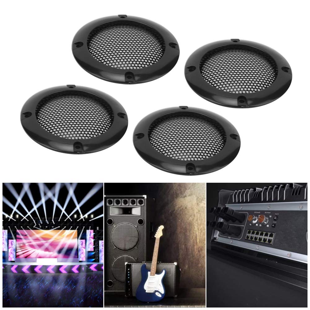 Car Speaker Grill, 4pcs 2inch Audio Speaker Grille Protective Decorative Audio Speaker Mesh Grille(Black)