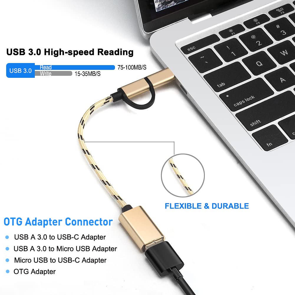 Seminer 2-in-1 USB C/Micro to USB Adapter, USB C to USB, Micro to USB 3.0 OTG Adapter Cable Compatible with iMac Android Google Samsung Galaxy…