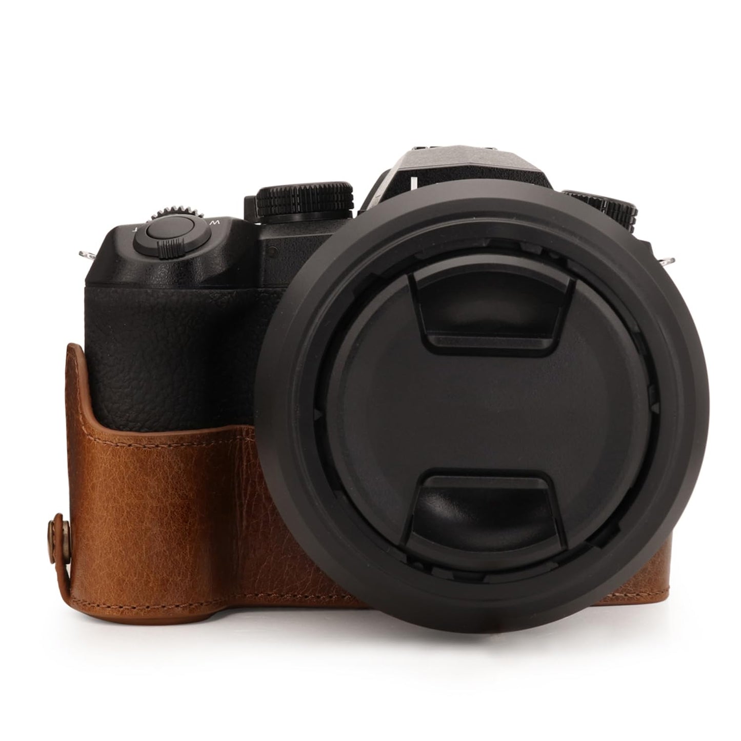MegaGear Ever Ready Genuine Leather Camera Half Case Compatible with Leica V-Lux 5, Panasonic Lumix DC-FZ1000 IIBrown
