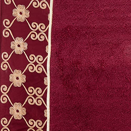 Popular Bath Bath Rug, Vlegant Rosa Collection, Burgundy/Gold