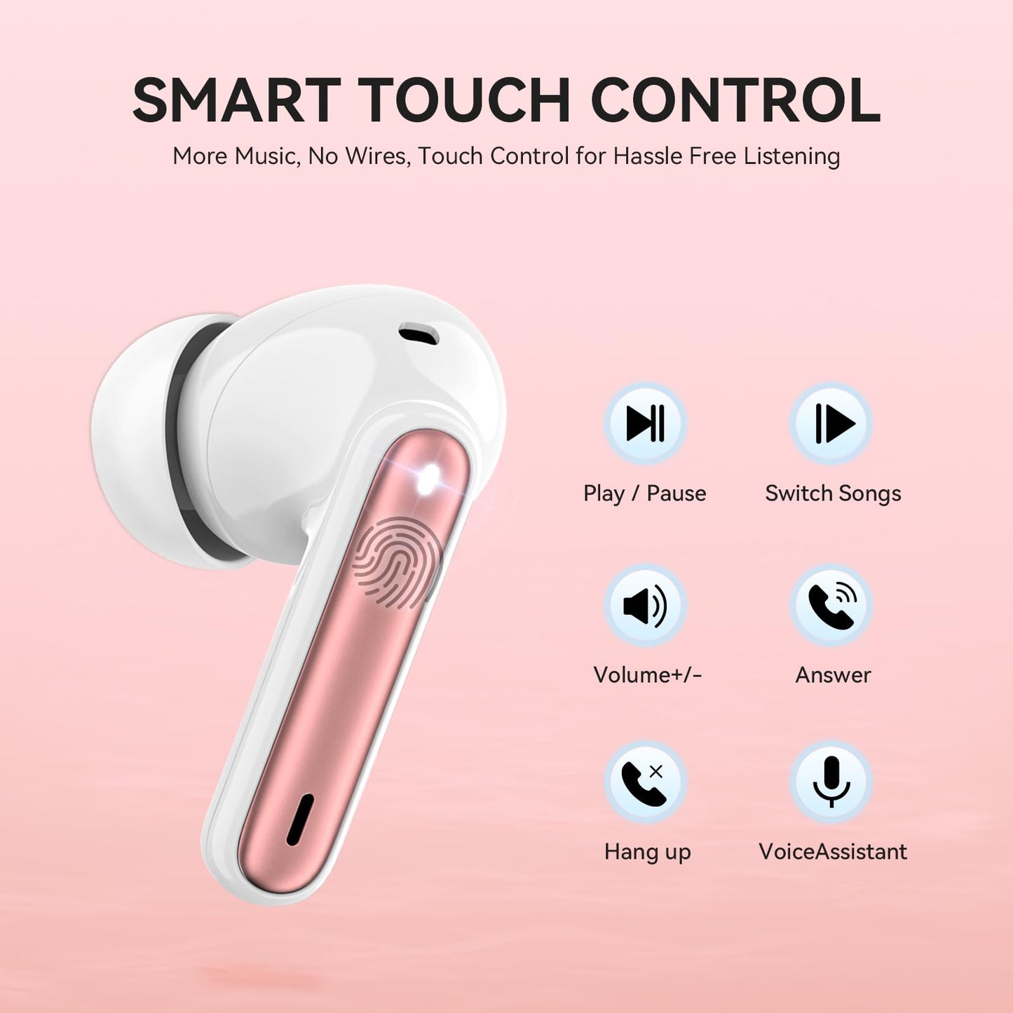 Wireless Earbuds, Bluetooth 5.3 Headphones 40Hrs Playtime Deep Bass Stereo