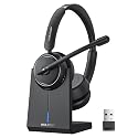 Waxop Wireless Headset with Mic for Work, Bluetooth Headset with Noise Cancelling Mic & Mute Button, Wireless Headsets with Mic for Remote