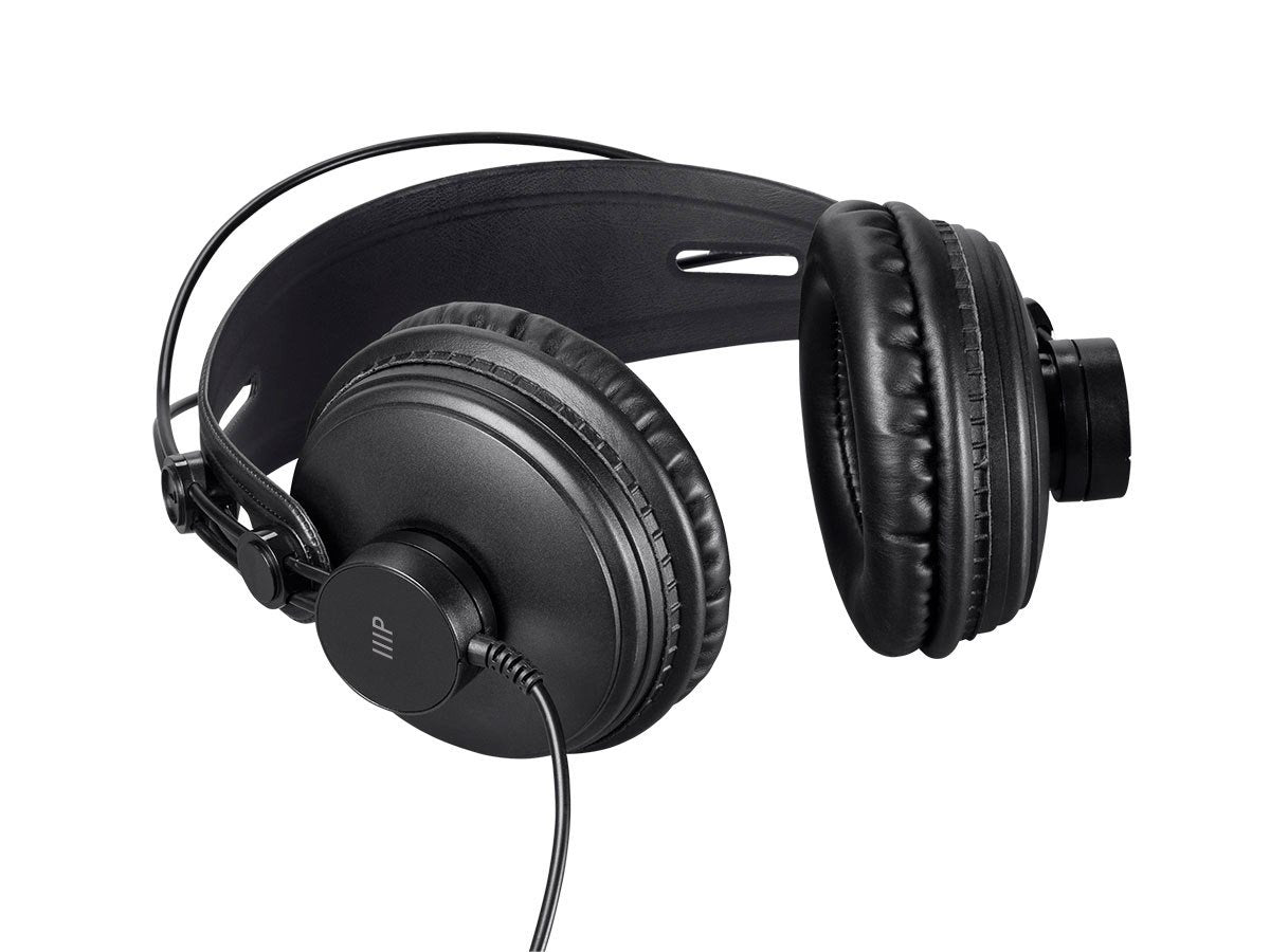 Monoprice - 116150 Modern Retro Over Ear Headphones with Ultra-Comfortable Ear Pads Perfect for Mobile Devices, HiFi, and Audio/Video Production Black