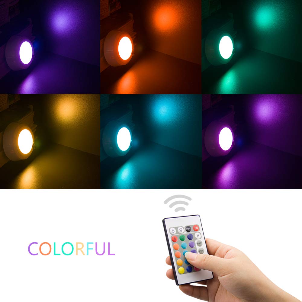 LUXSWAY Wireless Battery Ceiling Lights, Remote Shower Lights Color Changing, 300 Lumens Dimmable Wireless Ceiling Lights for Bedroom Shower Closet