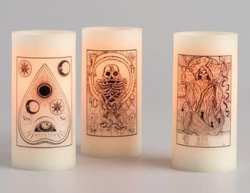 Inglow Set of 3 Tarot Cards Flameless 6" Pillar Candles