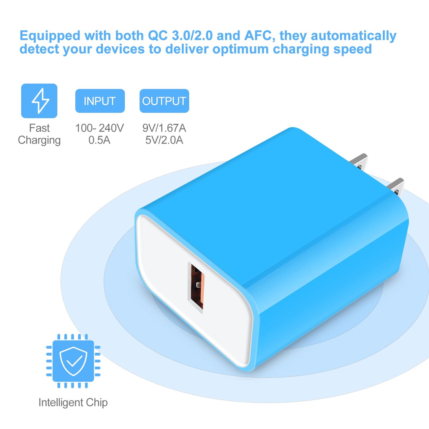 Adaptive Fast Rapid Charging Block Wall Charger Plug Adapter USB for Samsung Galaxy S23 Ultra,A54,A34,A14,A04S,A23,A13,A03S,A53,S22,S21,S10,S9,S8,Note