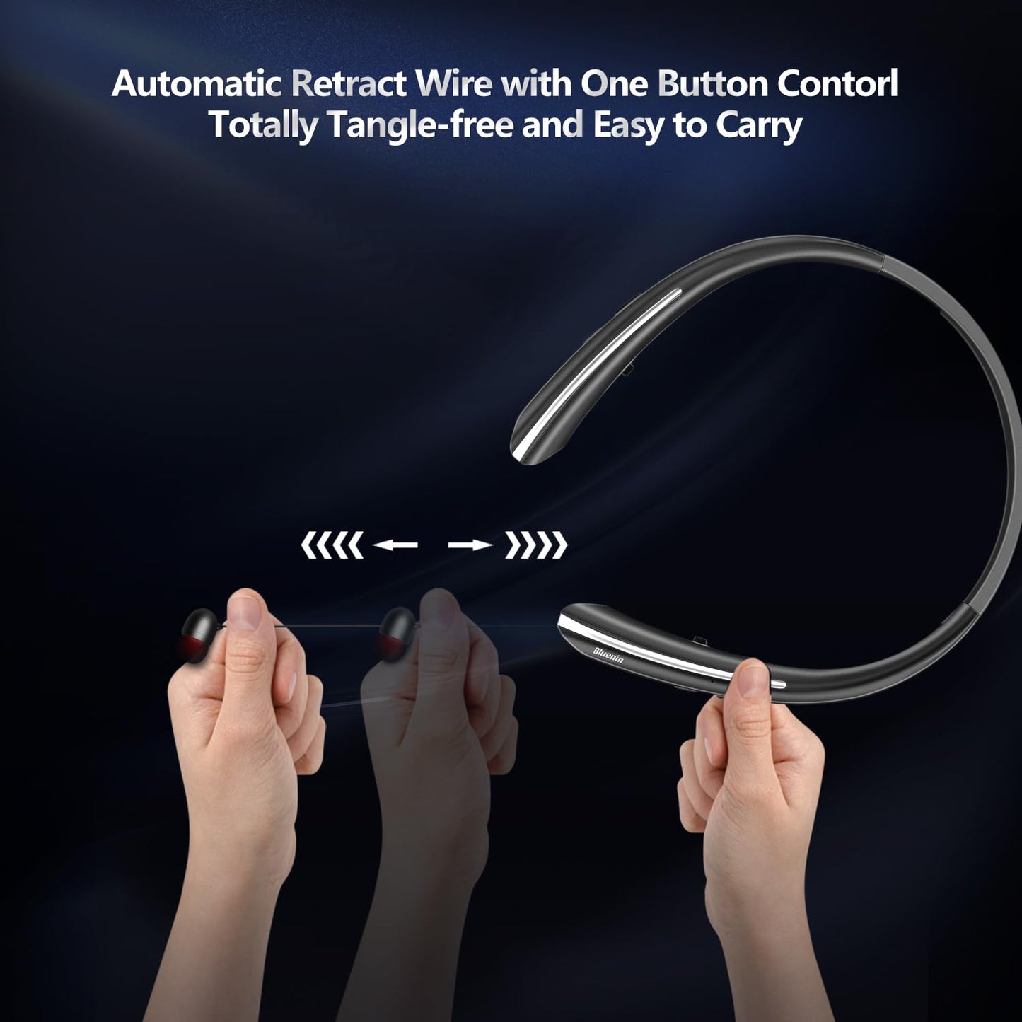 Neckband Bluetooth Headphones, Bluetooth 5.4 Wireless Headphone with Retractable Earbud,CVC8.0 Noise Cancelling, 16Hrs Playtime, Around The Neck…