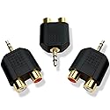 Brvlsoc 3.5mm TRS to Dual RCA Female Adapter (3-Pack) - Stereo Male to Dual RCA Female Audio Splitter for Smartphones, Speakers & Home Theater