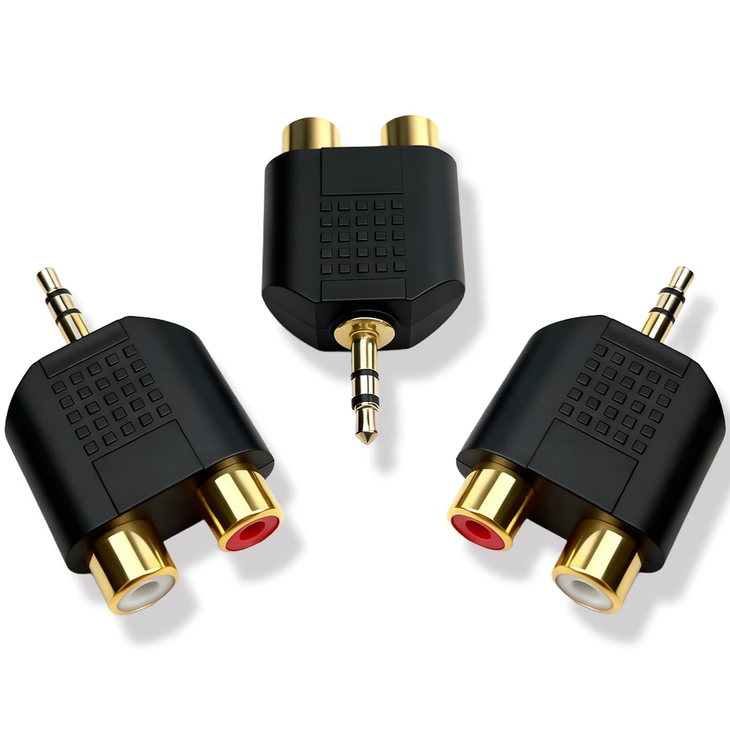 Brvlsoc 3.5mm TRS to Dual RCA Female Adapter (3-Pack) - Stereo Male to Dual RCA Female Audio Splitter for Smartphones, Speakers & Home Theater