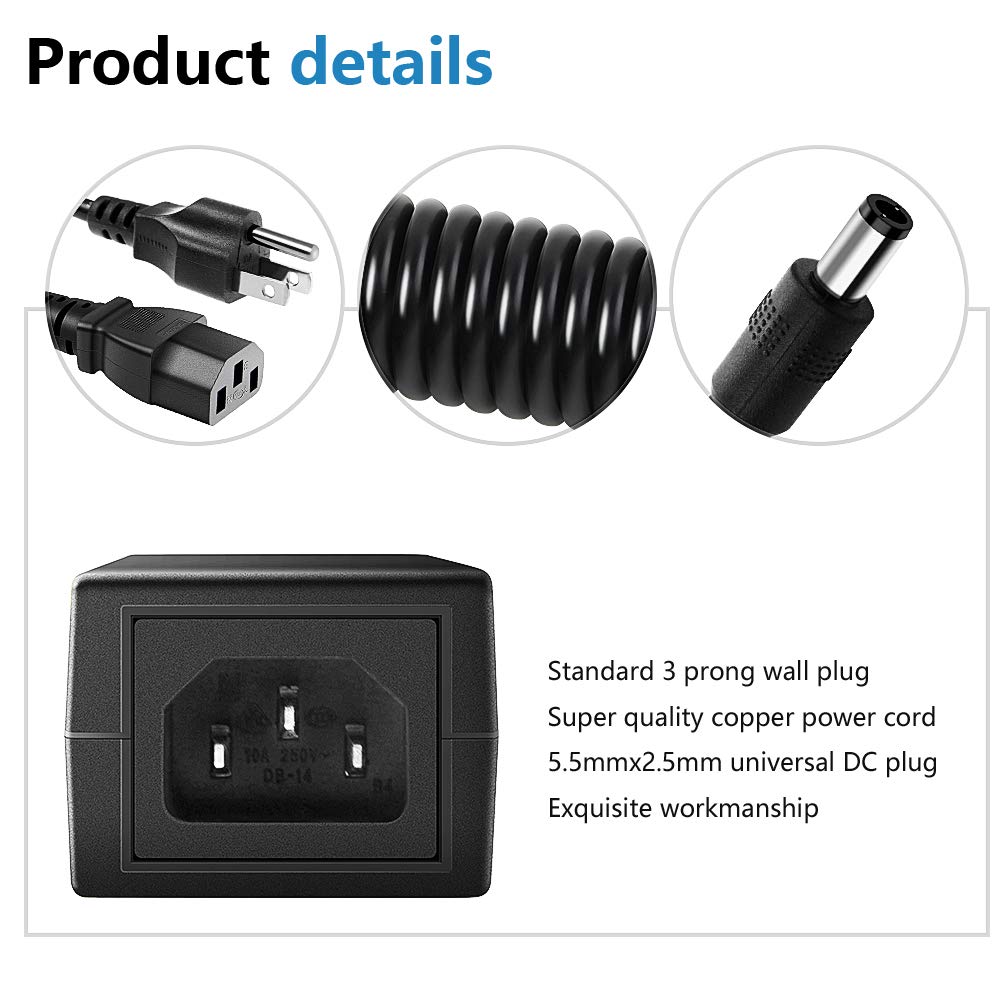 SHNITPWR 24V 3A DC Power Supply Adapter AC 100V~240V to DC 24 Volt 3 Amp 72W Converter Transformer 5.5x2.5mm Plug for 5050 3528 LED Strip Light 3D…
