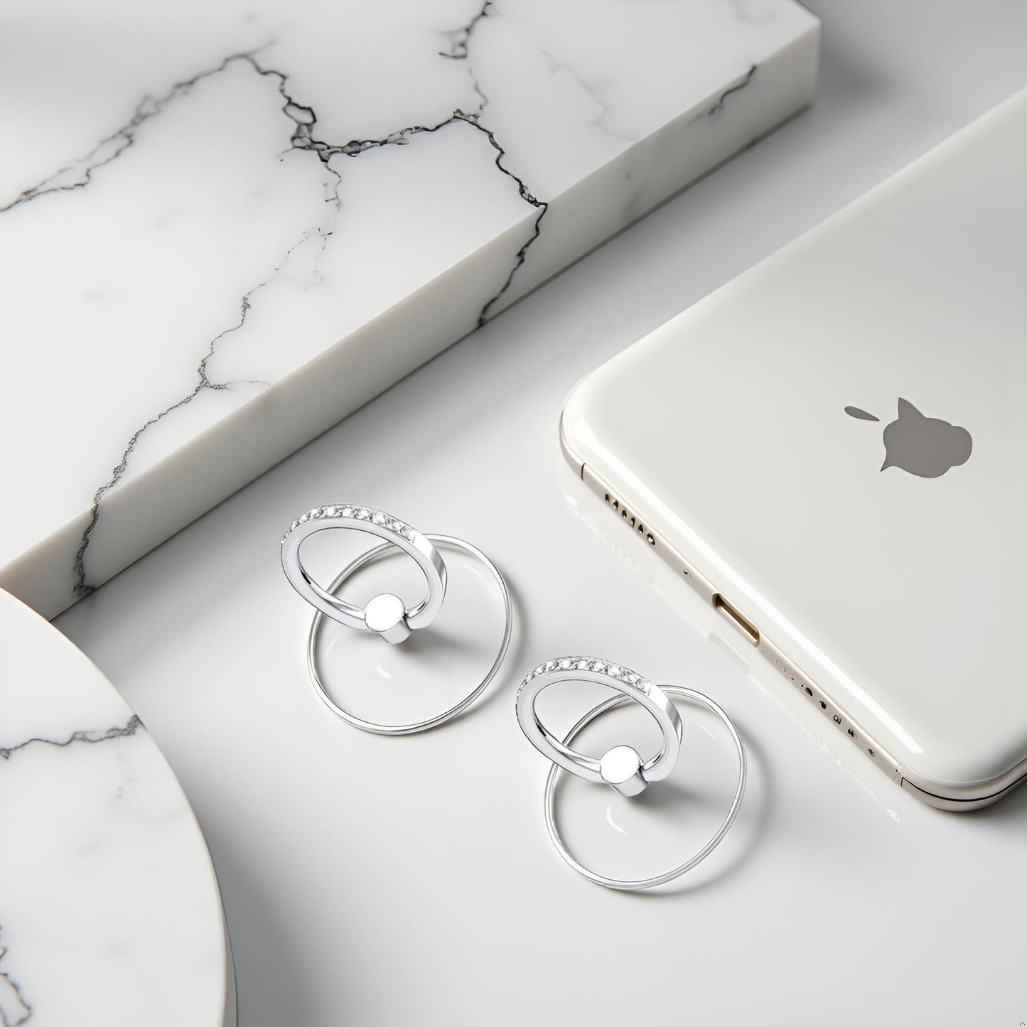 2Pcs Silver Cell Phone Ring Holder Stand Transparent Phone Ring Finger Grip 360 Degrees Rotation Ring Holder for Cell Phone Finger Ring Stand