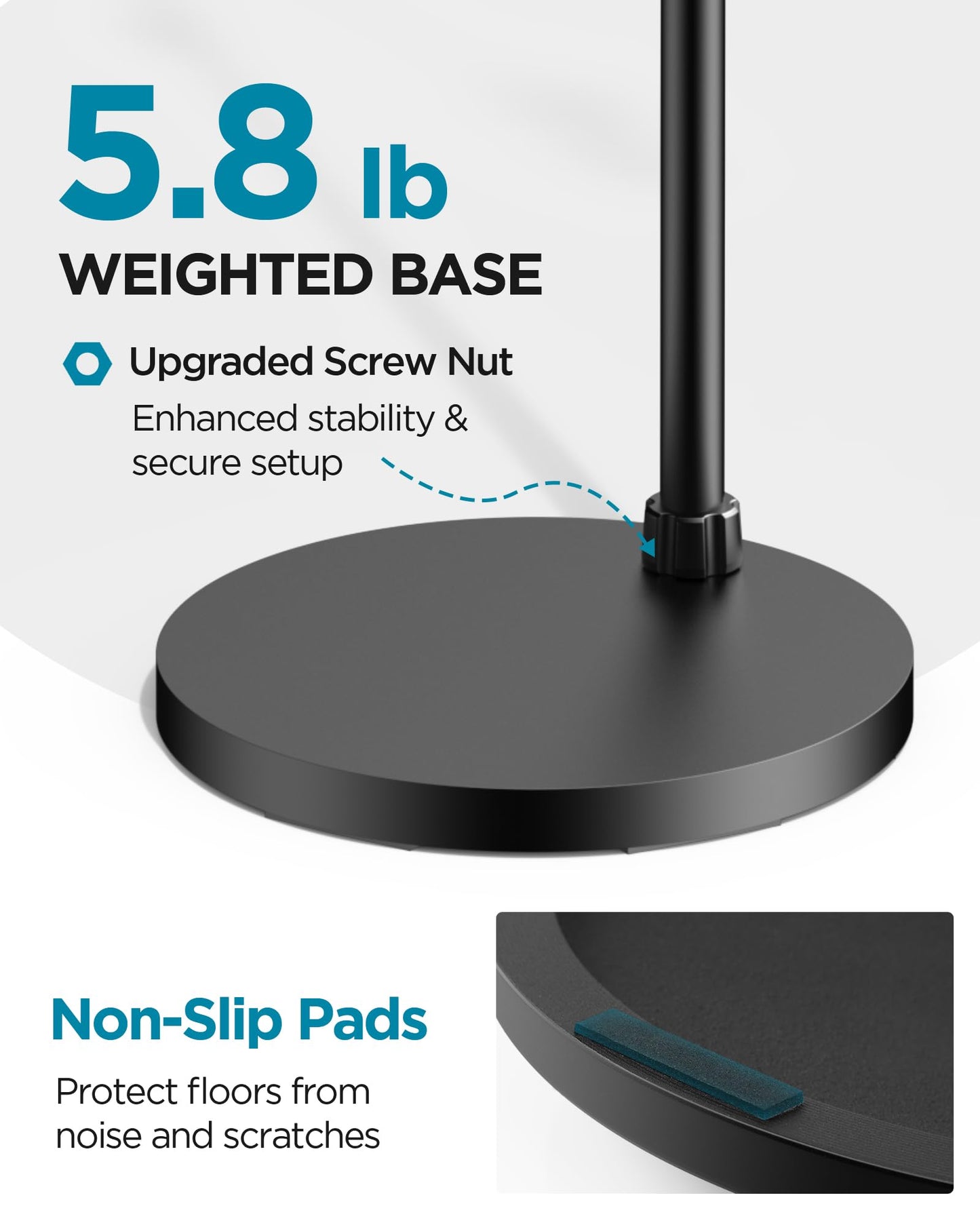 InnoGear Mic Stand, Max Height 82.28" Microphone Stand Floor Detachable Boom Mic Arm Stands with Weighted Base for Blue Yeti HyperX QuadCast Shure