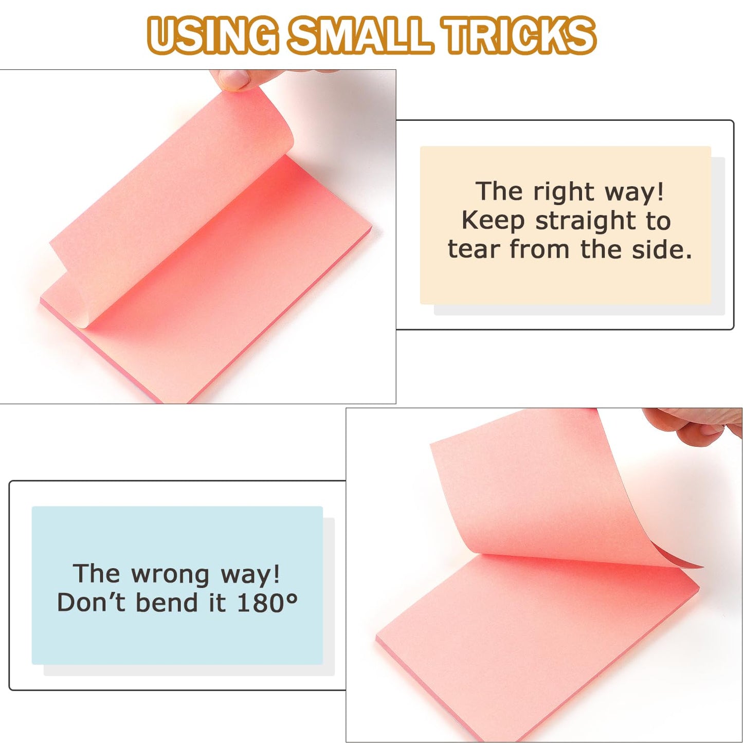 Sticky Notes 3x3 inch Bright Colors Pads 12 Pads/Pack 100 Sheets/Pad Total 1200 Sheets with Pink Self-Stick