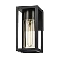 Globe Electric 60000167 1W LED Integrated Solar Powered Outdoor Wall Sconce, Matte Black, Integrated Solar Panel, Clear Glass Shade, 100 Lumens, 3000