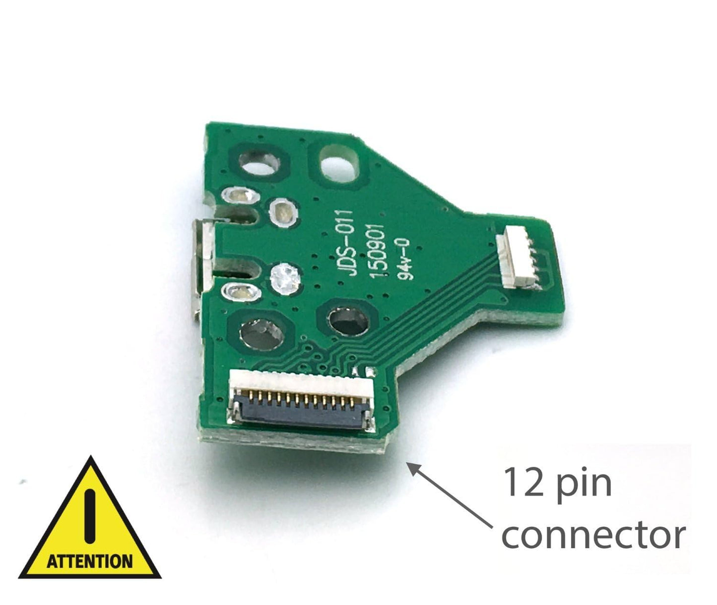 Rinbers® Pack of 2 JDS-011 Replacement Charging Port Micro USB Adaptor Charger Socket Circuit Board with 12 Pin Flex Cable for Sony PS4 2nd Gen
