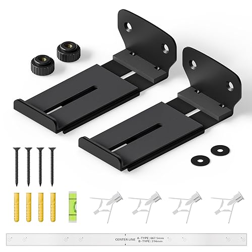Soundbar Wall Mount Bracket with Anti-Scratch Foam Pads for Samsung, LG, Sony, Vizio, Bose, JBL and More Sound Bar Mounts Under TV,Depth Adjustable
