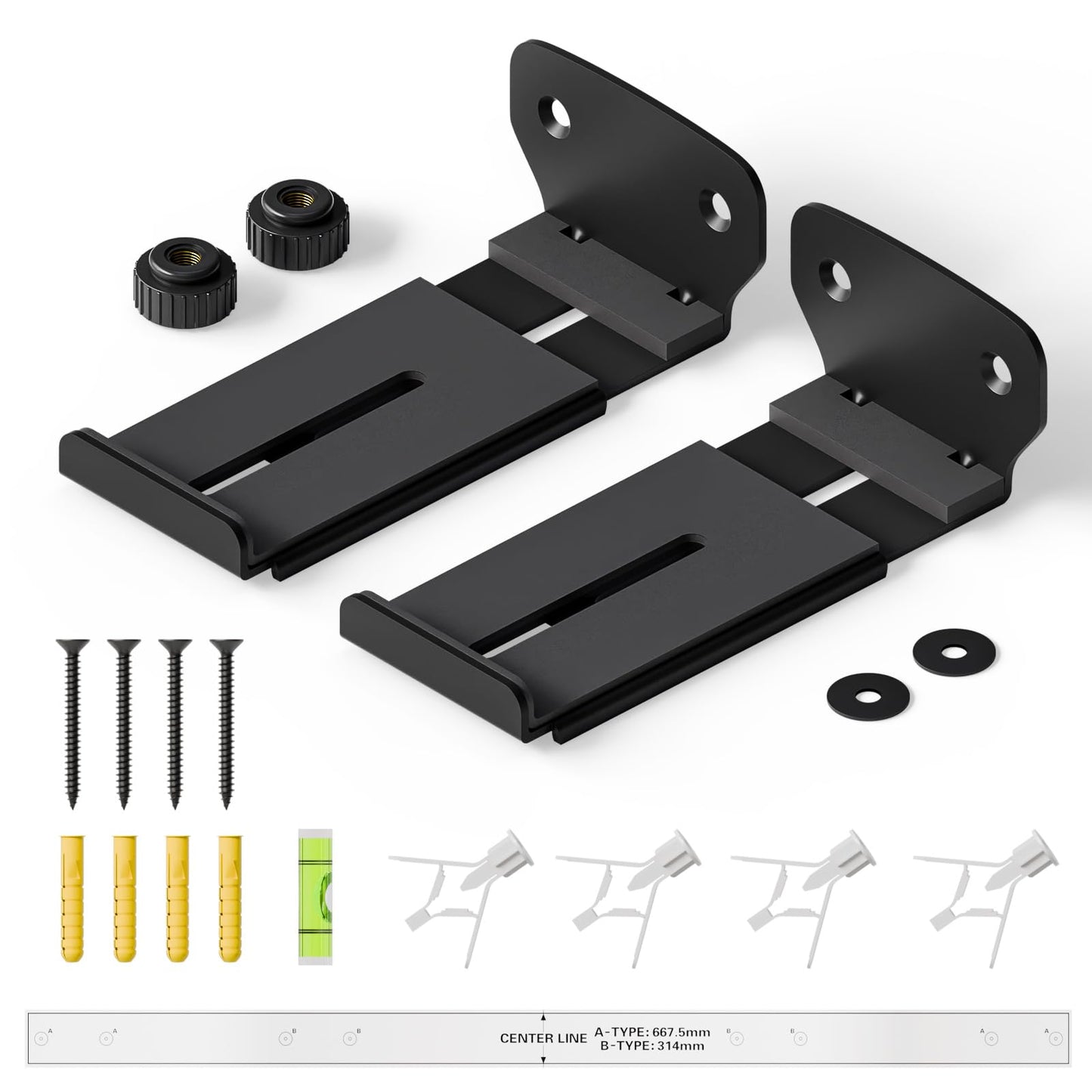 Soundbar Wall Mount Bracket with Anti-Scratch Foam Pads for Samsung, LG, Sony, Vizio, Bose, JBL and More Sound Bar Mounts Under TV,Depth Adjustable