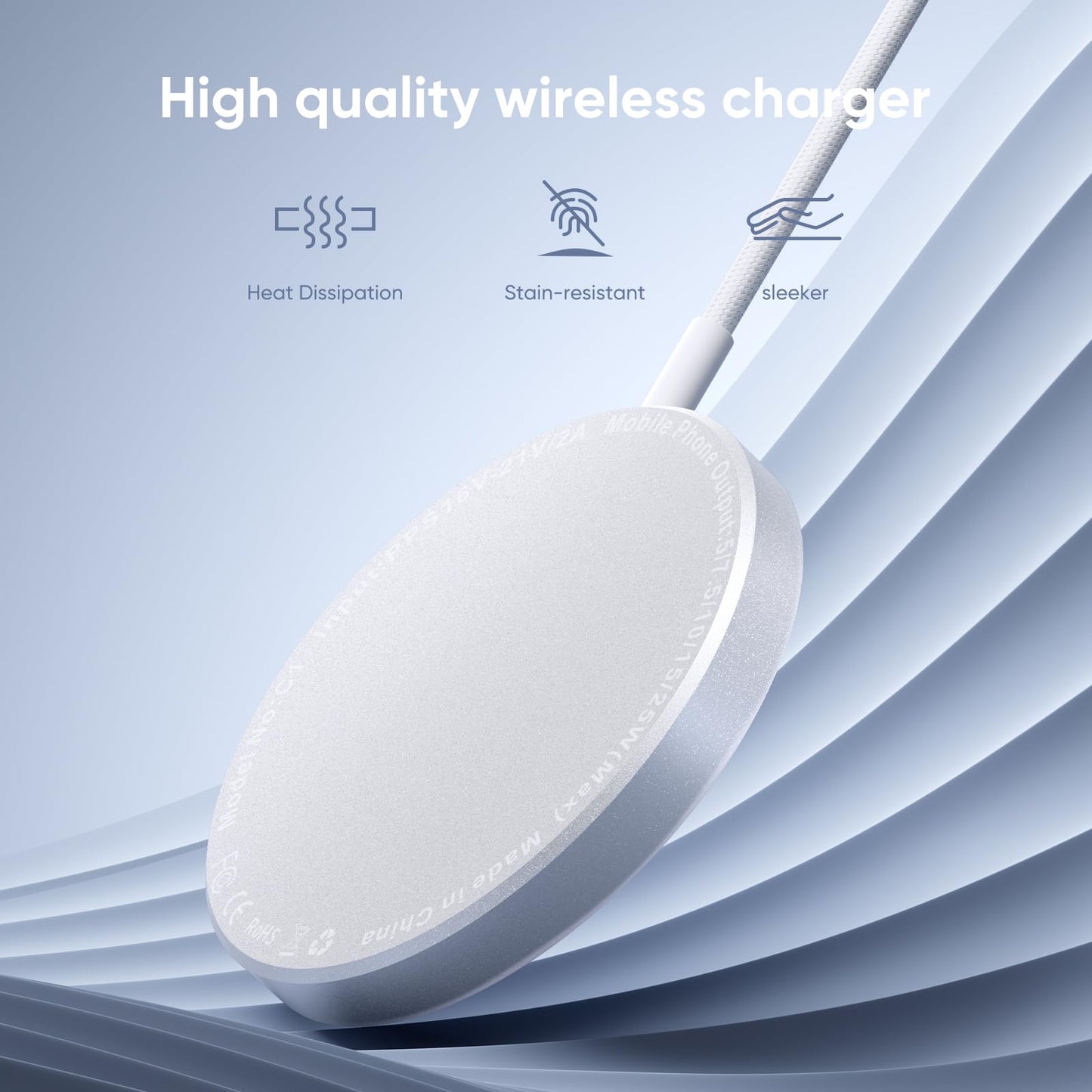 Magnetic Charger 2Pack 15W Magnetic Wireless Charger Fast Charging Pad with 6FT USB C to USB C Cable