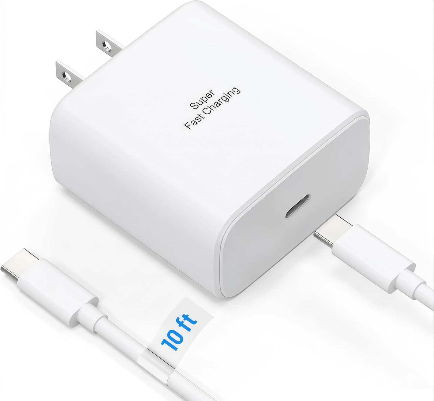 TT&C 45W USB-C Wall Charger with 10ft Extra-Long Cable | Fast Charging Power Adapter for Samsung Galaxy S26, S25, S24 & iPhone 17/16/15 Extended Reach