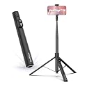 KraftGeek 66" JustTap Phone Tripod for iPhone, Automatic Selfie Stick for Cell Phone, Tripod Stand with Remote for Video Recording, Black