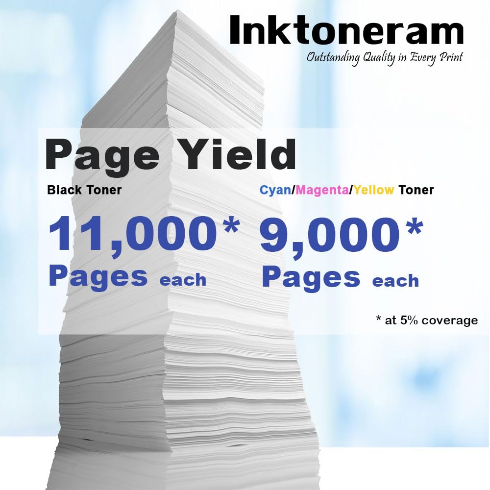Inktoneram Compatible Toner Cartridges Replacement for Dell C3760n C3760dn C3765dnf W8D60 1M4KP XKGFP MD8G4 Extra High Yield