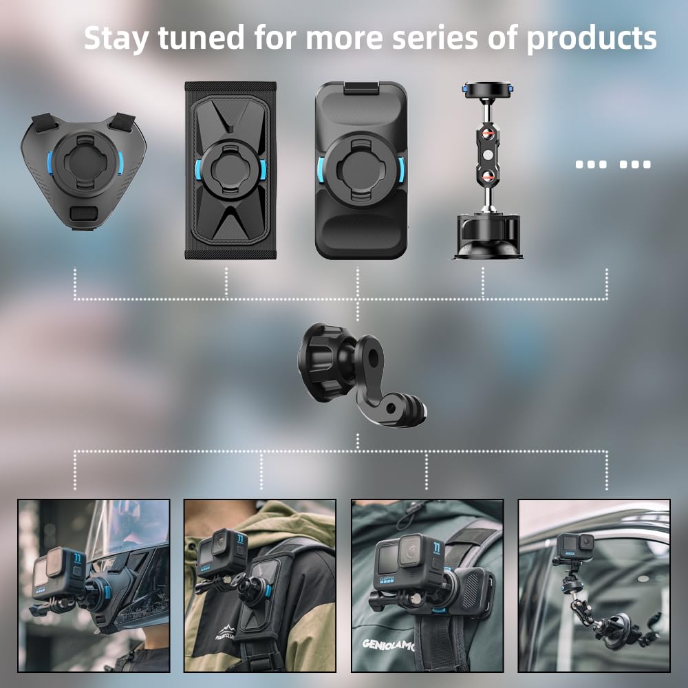 SUREWO Magnetic Quick Release Motorcycle Helmet Chin Strap Mount Compatible with Go pro Hero 13,12,11,10, 9, 8, 7, (2018), 6 5,DJI Osmo Action 6/5