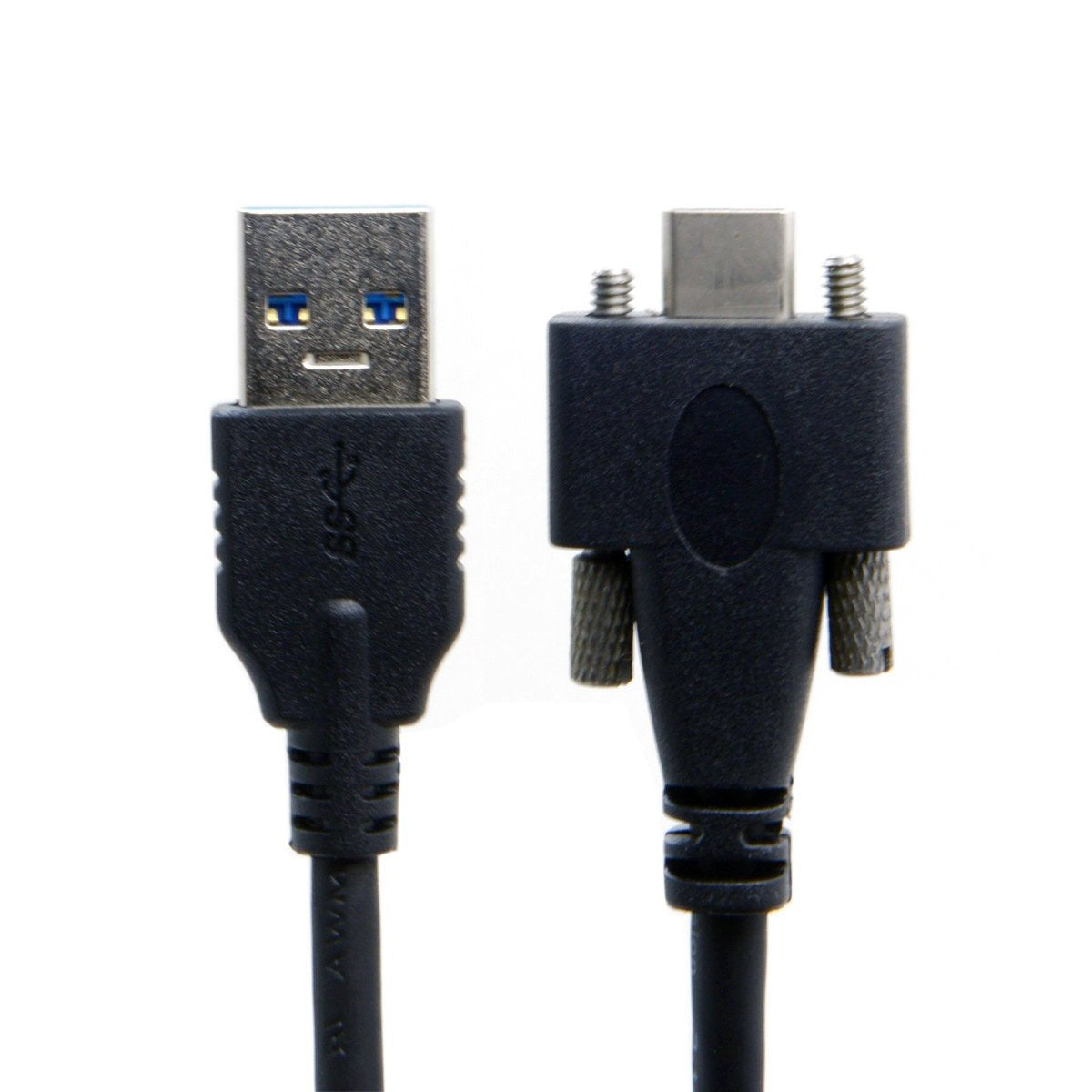 JSER USB 3.1 Type-C Dual Screw Locking to Standard USB3.0 Data Cable 1.2m Panel Mount Type for Industrial Camera