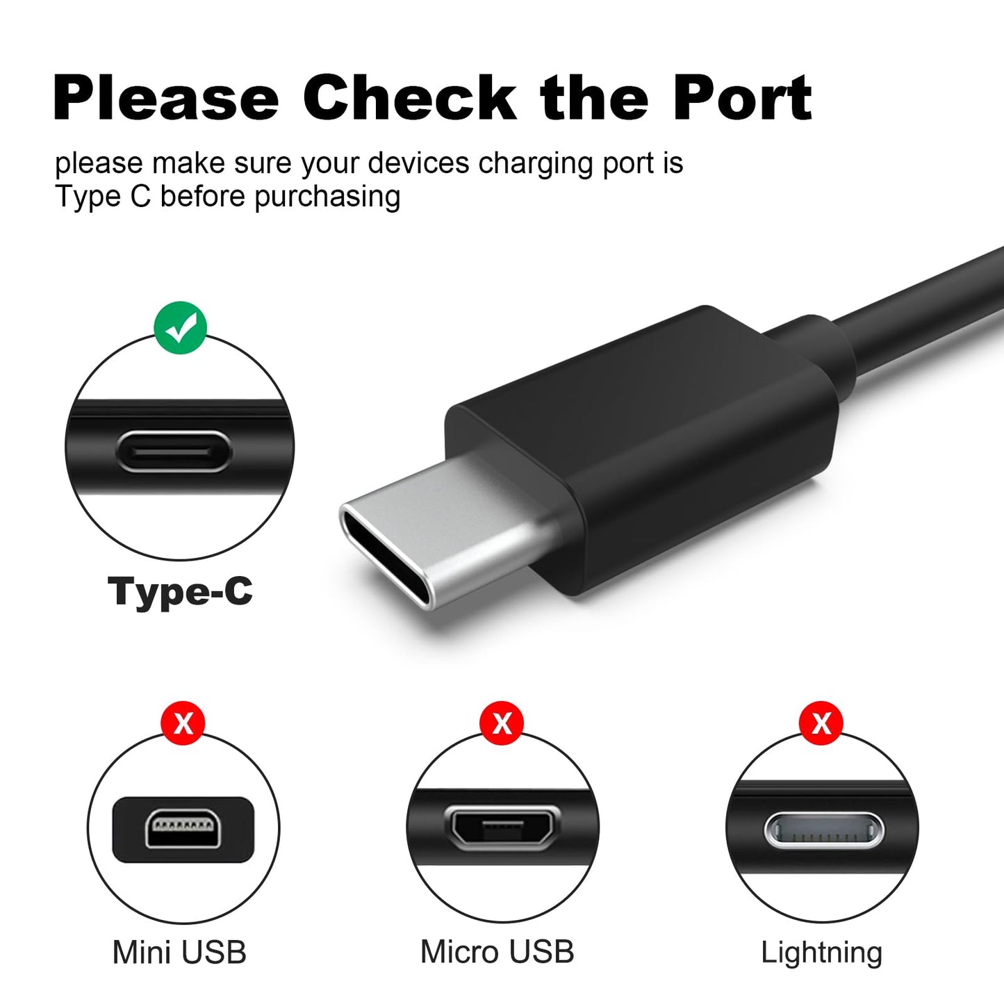 Type C Charger Cable Compatible with Sony WH-1000XM6 WH-1000XM5 WH-1000XM4 WH-1000XM3 WH-CH720N WH-CH520 WH-XB910N WF-1000XM5 WF-1000XM4 WF-1000XM3