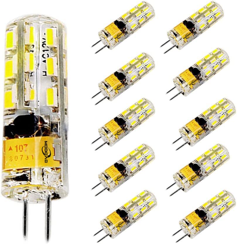 MODOAO 10 Pack G4 2W 3W 24/48 LED Corn Bulb 3014 SMD Corn Light Lamp Cool White Warm White AC DC 12V(2W,Cool White)
