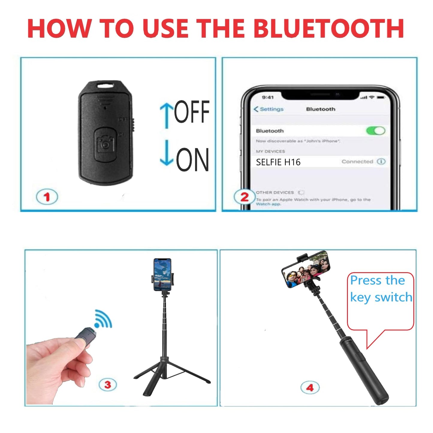 66" Tripod for iPhone & Camera, Portable Phone Tripod with Rechargeable Remote Control and Rotate Phone Stand, Selfie Stick for iPhone/Gopro
