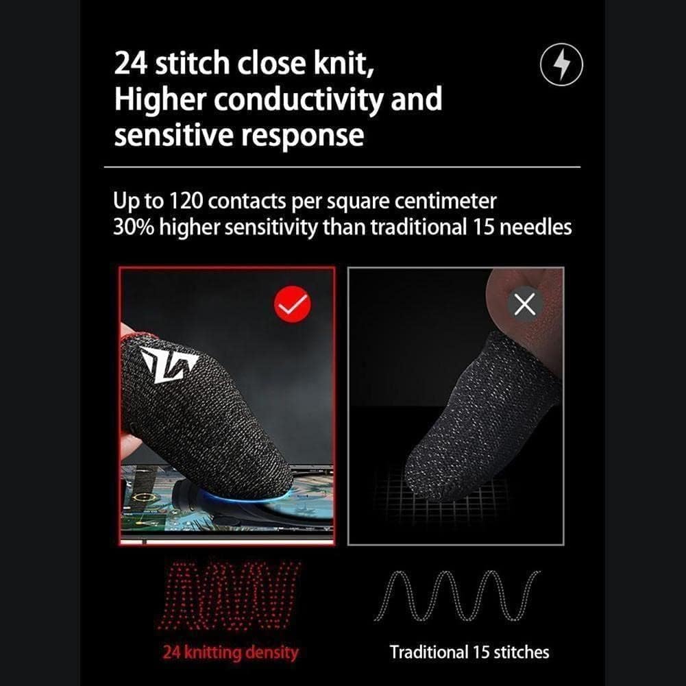 1 Pair of Black Finger Sleeves for Pubg Mobile Games Gaming Breathable Fingertips Sweatproof Fingertip for Cell Phone Gaming Mobile Cove Slip
