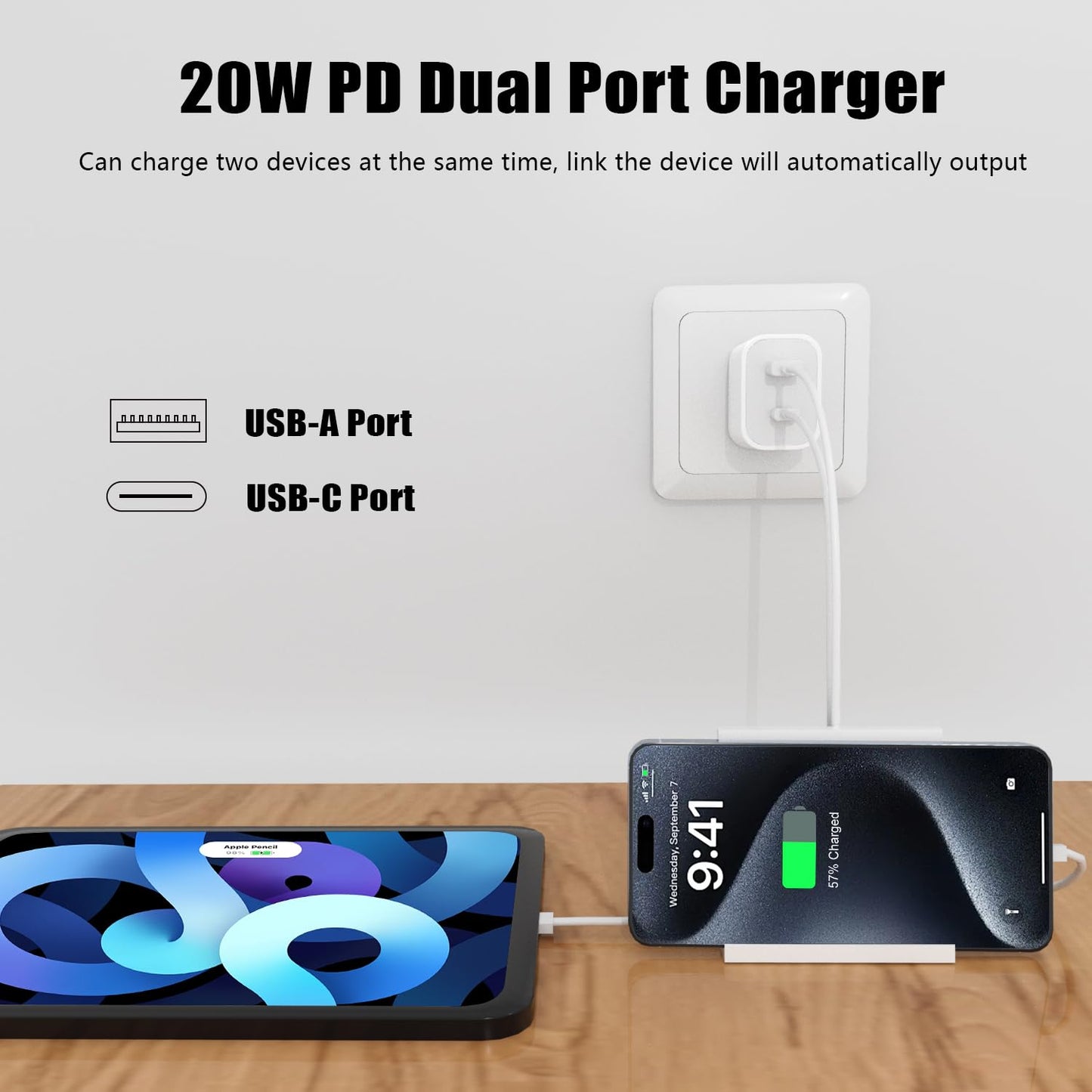 2 Pack USB C Charger Block, for iPhone Charger Block,20W Durable Dual Port PD+QC 3.0 Power Adapter,Power Adapter Cube for i Phone 16/16 Pro/16 Pro