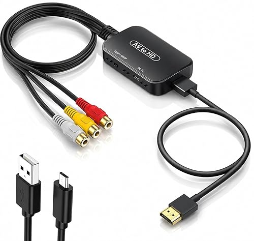 RCA to HDMI Adapter,Viagkiki AV Converter,RCA Female to HDMI Converter Composite Audio Video Converter for PS1, PS2, PS3, STB, Xbox, VHS