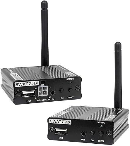 Earthquake SWAT-2.4X Stereo Wireless Audio Transceiver Set, Long Range, Low Latency, 64kHz/16-bit, 2.4GHz Wireless Adapter Kit for Subwoofers/Powered