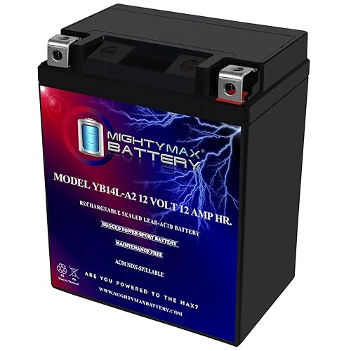 Mighty Max Battery YB14L-A2 -12 Volt 12 AH, 210 CCA, Rechargeable Maintenance Free SLA AGM Motorcycle Battery