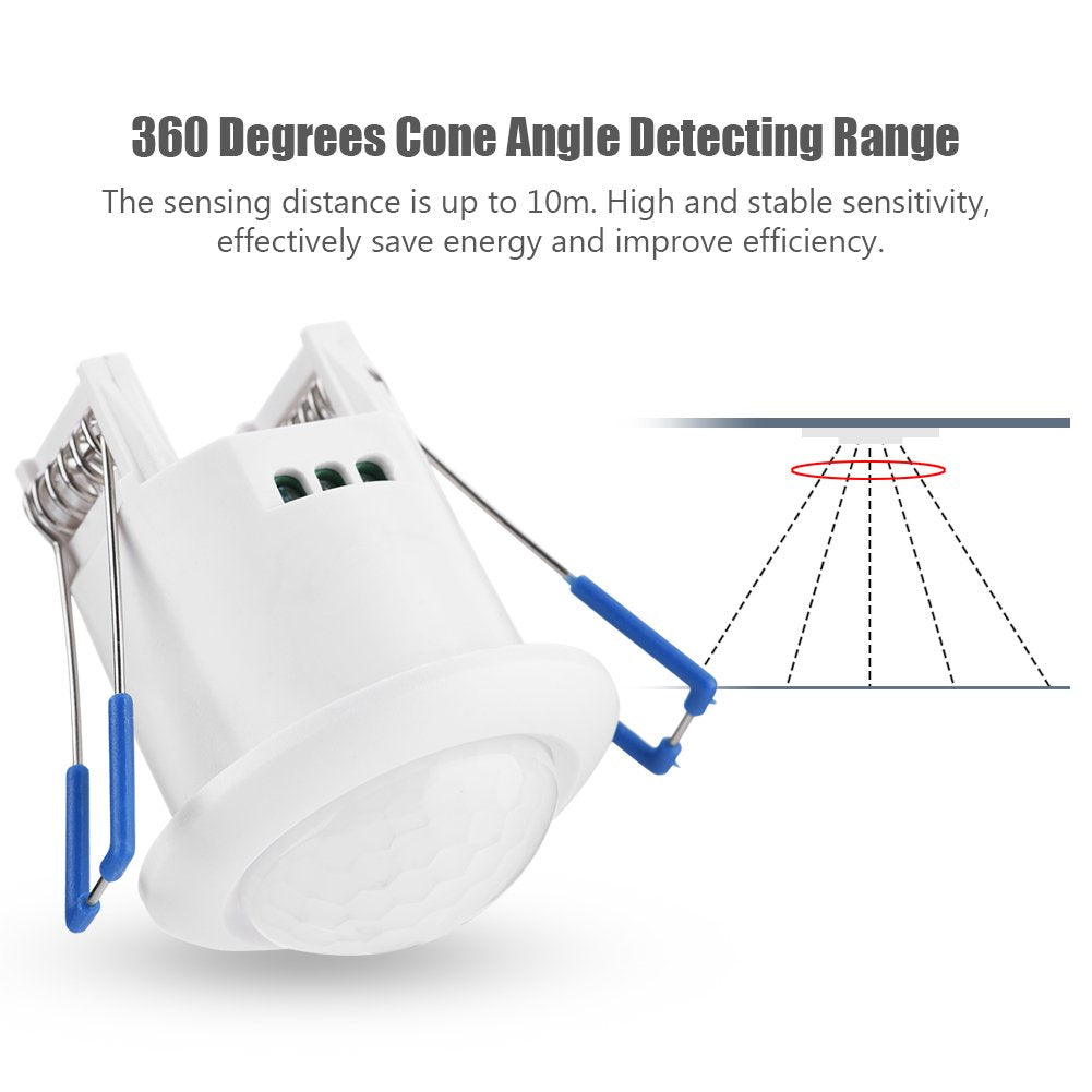 Infrared Motion 360¡ã Degrees Cone Angle Detecting Range, Temperature Compensation, Infrared PIR Motion with Time Delay for Ceiling Light 100-240V