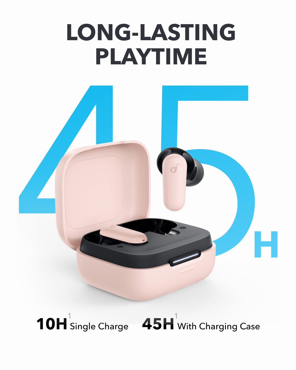 Soundcore P30i by Anker Noise Cancelling Earbuds, Strong and Smart Noise Cancelling, Powerful Bass, 45H Playtime, 2-in-1 Case and Phone Stand, IP54